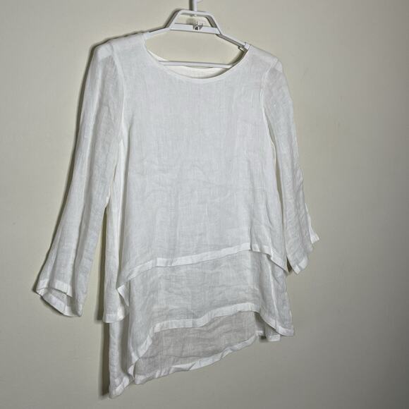 Crown Linen Designs White Audrey Tunic Blouse Layered Gauze Artsy Lagenlook XS - Picture 3 of 8
